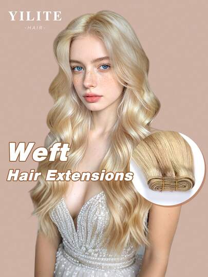 Yilite 22 Inch Sew In Hand Tied Weft Hair Extensions Weft Extensions Human Hair Remy Human Hair Brown Color Invisible Weave For Women