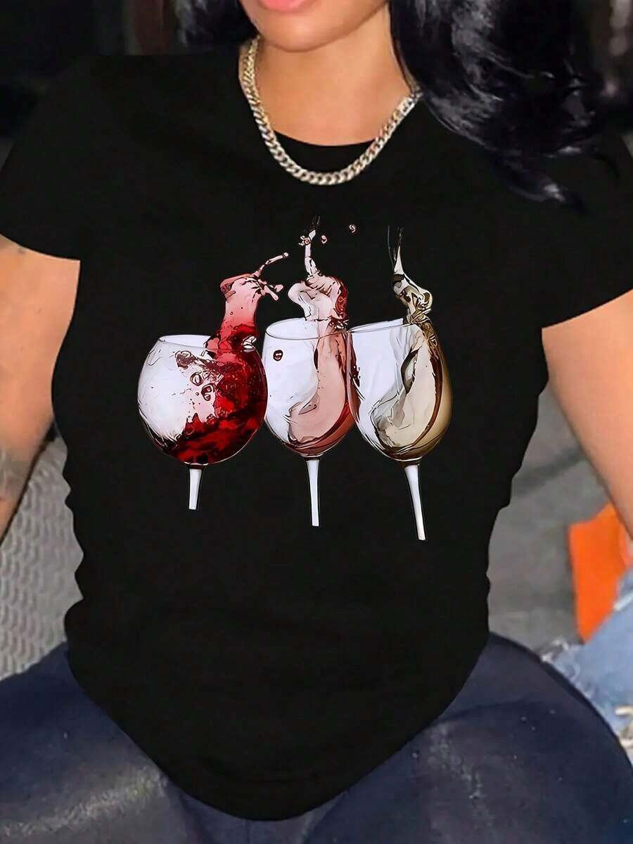 1 Piece Women's T-Shirt With Daisy And Butterfly Print - Soft And Breathable Round Neck Short Sleeve Top, White With Black And White Floral Design, Elegant Casual Outfit For Spring, Summer And Autumn, Loose Blouse For Layering, Machine Washable, Relaxed Fit With Daisy And Butterfly Print, Suitable For All Seasons, Comfortable And Elegant Women's Fashion, Short Sleeve T-Shirts For Women, 180g 100% Cotton. - 黑色 - 查看 1