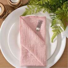 1pc/6pcs/10pcs/30pcs Linen Cloth Napkins, Summer Linen Dinner Fabric Napkins Bulk Washable, Suitable For Wedding Party, Baby Shower, Bridal, Birthday Gifts - Pink - View 2