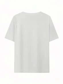 New Casual Summer T-Shirt With White Teddy Bear Print For Men And Women - Short Sleeve, Round Neck, Casual Summer Style, With Pink Bow And Brown Ears, Soft And Suitable Size S, Unisex Casual Set, 1 Piece - Unisex Urban Style Vintage T-Shirt, Cotton, Short Sleeve And Round Neck. - 白色 - 查看 2