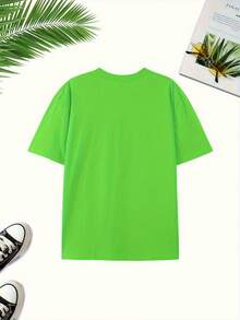 Heavyweight Pure Cotton T-Shirt With A Round Neck, Featuring A Creative Basketball Number And Letter Print On The Front And Back. This  Urban Fashion Item For Men Is Casual And Versatile, Perfect For #Commuting #Leisure #Home #Office - 綠色的牧場 - 查看 3