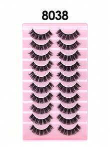 10 Pairs D-Curl Curly Russian False Eyelashes, Natural Fluffy Faux Mink Lashes, Thick And Long, Create Fox Eye Lifting Effect - Criss Cross lashes - View 9