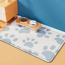 1pc Pet Feeding Mat, Cat Dog Food Mat, Prevent Food Spill And Protect Floor, Can Be Used As Dog Bowl Pad, Pet Accessory - Ginger - View 6