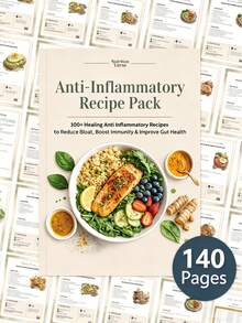1pcs Anti-Inflammatory Recipe Pack & Gut Health Nutrition Guide, 100+ Healing Recipes To Reduce Inflammation, Alleviate Bloating & Boost Immunity, 140-Page Complete Meal Plan With Step-By-Step Cooking Instructions, Nutritional Information & Weekly Shopping Lists, Features A Wide Range Of Anti-Inflammatory Dishes Including Breakfast, Lunch, Dinner, Snacks And Drinks, Focuses On Ingredients Known To Support Gut Health, Reduce Chronic Inflammation & Strengthen The Immune System, Includes Tips For Meal Prep, Ingredient Swaps And Lifestyle Changes To Enhance Results, A Practical Guide For Anyone Looking To Improve Their Health Through A Nutrient-Dense, Anti-Inflammatory Diet - 1 cái - Xem 1