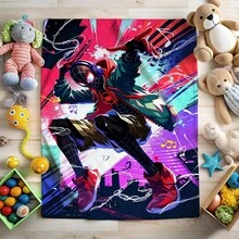 1pc S-Pider-Man Print Blanket,Retro Cartoon Style Throw Blanket,Cartoon Character Printed Blanket,All-Season Universal Nap Blanket,Character Home Decor Blanket,Modern Fashion Gift Suitable For Home Bedroom Bed Sofa Office Lunch Break Cover Picnic Blanket - Multicolor - View 2