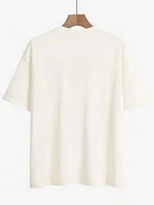 Modern, Casual Women's Top, Perfect For Parties And Lounging At Home, 100% Cotton, Loose Fit. Women's Printed T-Shirts Vintage Floral And Letter Print T-Shirt - Soft Beige, Short Sleeve, Crew Neck, Loose Fit, Machine Washable For Spring And Summer, Women's T-Shirts, Casual Wear, All Seasons Wear, 100% Cotton - 杏色 - 查看 2