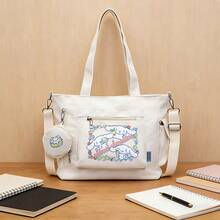Miniso Bộ 2 túi tote đa năng cỡ lớn màu trắng in hình Cinnamoroll trong tiệc trái cây của Sanrio, kèm ví đựng tiền xu có thể tháo rời, có thể mang theo nhiều cách, lý tưởng cho công việc, du lịch, mua sắm và sử dụng hàng ngày. - trắng - Xem 4