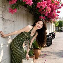 Women Long Dresses - Green - View 3