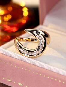 1pc Personalized Rotating Arrow Design Cubic Zirconia Inlaid Women's Ring Casual Gift - Multicolor - View 16