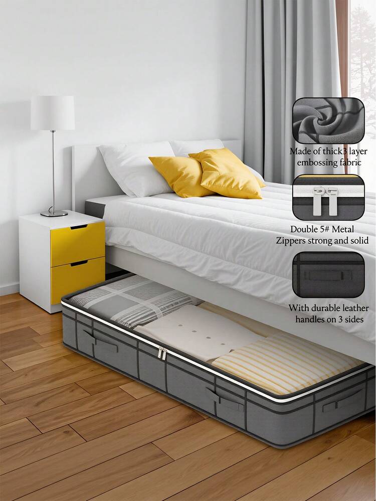 Transparent Window Foldable Underbed Storage Bag, Dust-Proof Space-Saving Clothes Storage Box, Heavy-Duty Non-Woven Fabric High-Capacity Flip-Top Design, Suitable For Bedding, Blankets, Clothing, Seasonal Items, Bedroom Closet Underbed Space Home Organization Travel Storage Essentials, Adult Women Home Decor Mother's Day Spring Summer Household Storage Supplies - Multicolor - View 9