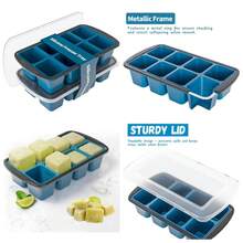 Ice Cube Tray For Freezer, 16 Large 1/2 Cub Cubes, Silicone Ice Trays For Freezer With Lid, Heavy-Duty, Sturdy And Easy To Demold, Suitable For Whisky, Coffee, Herbs, Purees, 2-Pack - 1 - View 1
