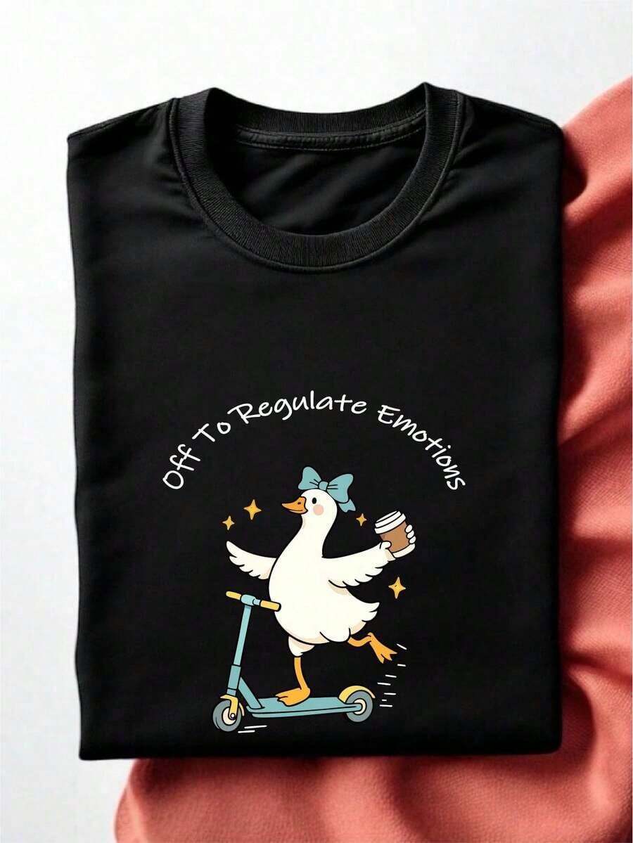 Go Regulate Your Emotions T-Shirt, Mental Health Teacher T-Shirt, Counselor Gift, Social Emotional Development Therapist T-Shirt, Goose Lover T-Shirt, Teacher Appreciation EW-2980 - 黑色 - 查看 1