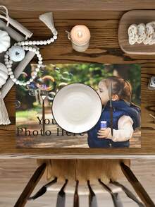 1pc Customizable Photo Linen-Like Placemat, Photo Printed Heat-Resistant Mat, Family Commemorative Dining Table Pad, Suitable For Birthday Parties, Holidays, Non-Slip & Waterproof Placemats, Personalized Commemorative Gift - Multicolor - View 6