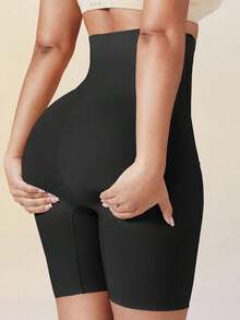 1 Piece Women's High Waist Shaper, Apricot Color, Center Snap Closure, Adjustable, Slimming Waist And Butt Lifting Effect, Flat Tummy Bodysuit, Shorts, Sexy Lingerie, Waist Trainer, High Waist Shapewear Pants - 黑色 - 查看 9