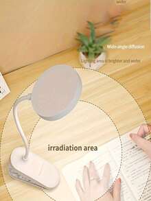 1pc LED Multi-Function 3-Color Desk Lamp, Plug-In/Rechargeable (800mAh Battery) Options, USB Clip-On Eye-Care Study Night Light, 360° Rotatable Reading Lamp, Suitable For Student Dorm, Bedroom, Classroom, Living Room, Bedside, Portable Desk Lamp - Clip-on Round Table Lamp - View 10