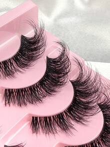 10 Pairs New Cat Eye Lashes Natural Clear Band Long False Lashes Winged End Eye Elongated Eyelashes Faux Mink Eyelashes Wispy Crossed Messy Strip Lashes For Long-Lasting Makeup Looks Festival Gift False Eyelashes Fake Lashes - Black - View 5