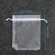 100 túi quà tặng bằng vải organza trong suốt có dây rút, thích hợp đựng quà cưới, quà tặng tiệc tùng, trang sức, kẹo và đồ trang trí, túi quà cưới | túi quà | khóa dây rút, túi quà nhỏ - Trắng - Xem 4