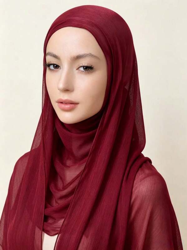 1 Stück Damen Einfarbiger Seidiger Weicher Kopftuch, Arabischer Lässiger Langer Schal, Konservatives Einfaches Kopftuch, Geeignet für den täglichen Gebrauch