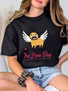 Women's The Love Pug Hoodie ∙ Pug Lover T-Shirt ∙ Pug T-Shirt ∙ For Pug Owners ∙ Pug T-Shirt Gift ∙ Valentine's Day T-Shirt ∙ Funny Pug T-Shirt ∙ Dog T-Shirt ∙ Unisex T-Shirt - 黑色 - 查看 1