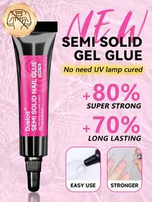 Dueloit 2pcs/1pc New Upgraded Quick-Drying 10g Semi-Solid Nail Glue Suitable For Nail Art Tips No UV Light Needed Long-Lasting Realistic Acrylic Nail Glue Set, Random - Clear - View 6