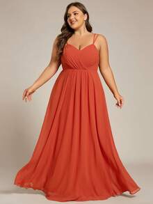 EVERPRETTY Váy cưới phù dâu size lớn hở lưng, ren buộc dây đa kiểu, voan không tay, cổ chữ V sâu, phù hợp cho đám cưới, kỳ nghỉ, tiệc bãi biển - Màu Cam cháy - Xem 6