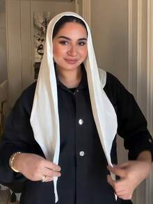 1 pieza Hiyab triangular instantáneo, diseño de amarre todo en uno, envoltura rápida sin deslizamiento, sin gorra inferior ni pliegues requeridos, adecuado para uso diario, oración y salidas - Blanco - Ver 3