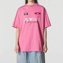 adidas originals  GFX T-SHIRT 時尚舒適運動短袖落肩袖T卹 女款KG6679 - 粉色 - 查看 2