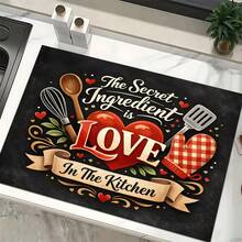 1pc Kitchen Pattern Printed Absorbent Dish Drying Mat, Espresso Machine Countertop Absorbent Mat, Sink Drain Mat, Soft Faucet Absorbent Mat, Sink Cup Mat, Kitchen & Bathroom Accessories - Multicolor - View 6