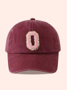 1pc Kids Burgundy Letter Baseball Cap, Sun Hat For Boys And Girls, Suitable For Outdoor And Daily Use - Pink Gold Label - Wine Red Washable Cap - View 31