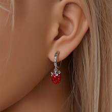 1 Đôi bông tai nữ bằng bạc Sterling S925 chất lượng cao, ít gây dị ứng, hình tròn màu mâm xôi, quà tặng trang sức cho tiệc cưới, sinh nhật, ngày lễ, cặp đôi - PAE415 - Xem 5
