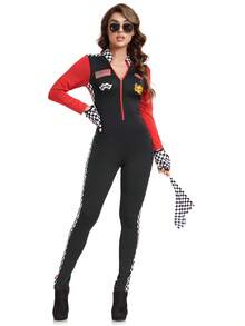 Women Racing Driver Outfit Cosplay Motorcycle Suit Costume Roleplay Jumpsuit Bodysuit Party Photoshoot TDKH - Black - View 2