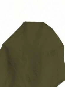 Camiseta de manga corta con parche de encaje en color liso, versátil y casual - Verde Oscuro - Ver 7