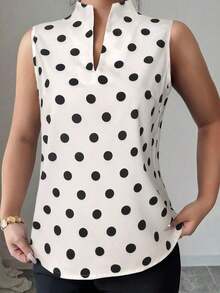 Blusa con cuello en V, estampada y sin mangas con cierre a media altura - Multicolor 3 - Ver 5