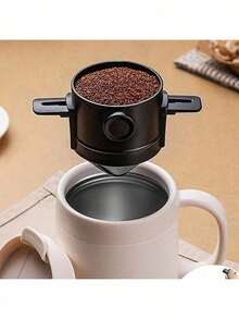 1pc Stainless Steel Reusable Coffee Filter Funnel, Portable Foldable Pour Over Coffee Dripper - Multicolor - View 9