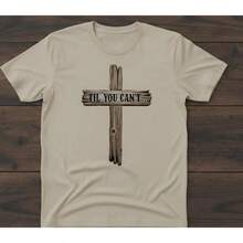 Camiseta Unisex 'Hasta Que No Puedas' • Camiseta con Cruz de Madera Rústica • Camiseta con Diseño Cristiano • Camiseta de Inspiración Religiosa • Camiseta Espiritual para Hombres y Mujeres • - Blanco - Ver 2