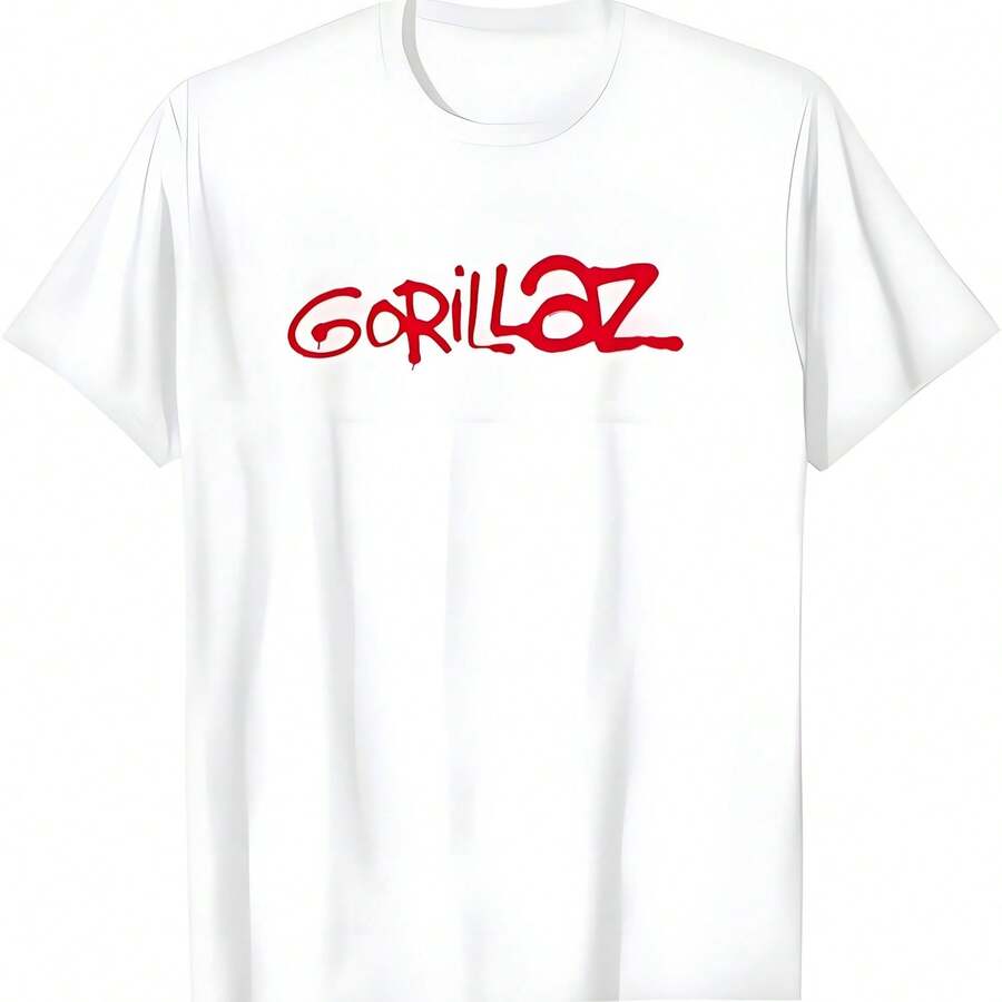 Gorillazs Pincel Rojo Logo Camiseta - Blanco - Ver 1