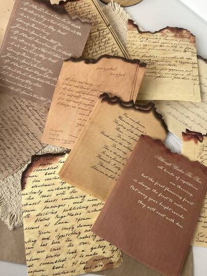 30pcs Retro English Phrase & Vintage Sheet Music Scrapbook Paper Pack, Burnt Edge & Butterfly Designs, DIY Journal Background Decorative Sheets, Simple Irregular Paper For Scrapbooking & School Office Supplies