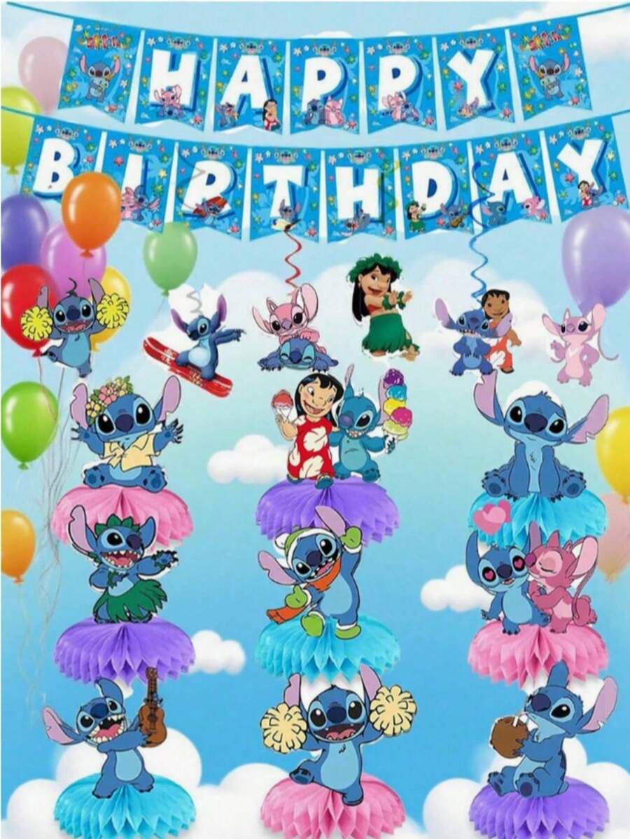 Stitch Themed Birthday Party Table Decorations And Wall Decor, Create A Festive Home Party Atmosphere - Multicolor - View 1