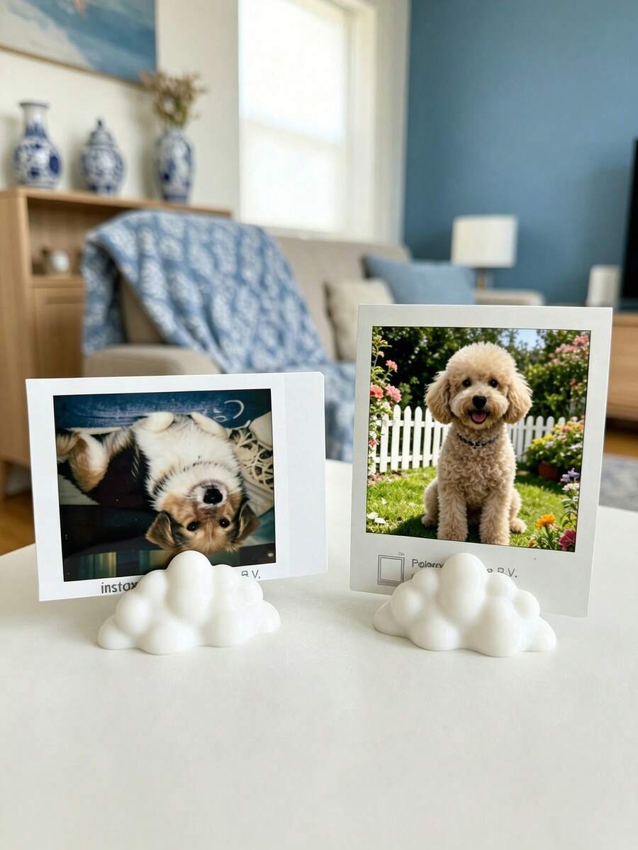 1/5pcs Cute Cloud-Shaped Photo Frame Stands,Photo Display,Plastic Picture Frame For Rooms, Office, Cute Desk Organizer Suitable For Photos, Cards, Post-Its - Multicolor - View 1