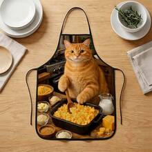 1pc, Cute Cat Chef Polyester Apron With Sunflower Pattern, Suitable For Cooking, Baking, And Gardening - Can Be Used As Attire For The Kitchen And Dining - Multicolor - View 13