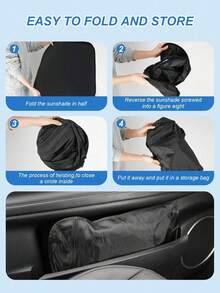1 pieza Parasol de coche con aislamiento térmico y diseño negro, con marco metálico plegable y reutilizable - Un accesorio de parasol de verano para enfriar el interior. - A - Ver 7