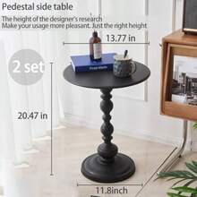 Juego de mesas auxiliares redondas de metal mesa de sofá negra mesa pequeña bandeja de TV para el sofá en la sala de estar y recámara cama silla mini mesa de centro mesa de cabecero - 2 piezas  Mesa de hierro de actualizacin negra - Ver 3