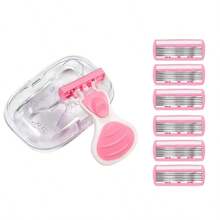 Portable Travel 6‑Layer Women's Razor, Washable Compact Body Shaver For Full Body Hair Removal, Small Lightweight Design For Purse & On‑The‑Go Use, Face Razor, Wax Hair Removal - Pink - View 12