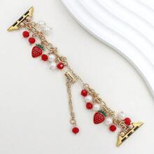 Dây đeo đồng hồ kim loại hình quả dâu tây đính ngọc trai dễ thương, dây đeo đồng hồ sang trọng, thanh lịch, tương thích với Apple Watch Series 9/8/7/6/5/SE, vòng tay độc đáo sáng tạo dành cho nữ. - Nhiều màu - Xem 8