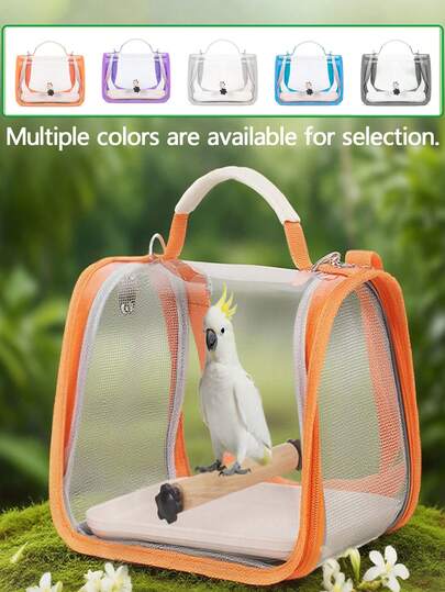 Lồng vận chuyển thú cưng di động, thích hợp cho vẹt, bồ câu, chim sẻ, chuột hamster, thằn lằn, có khóa kéo, chắc chắn và thoáng khí, ba lô đựng chim trong suốt, có khung gỗ, đế nhựa, dây đeo vai điều chỉnh được và thiết kế lưới thoáng khí, thích hợp cho vẹt và đồ chơi chim.