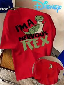 (Disney Licensed)Disney Toy Story Rex Men's Oversized Graphic T-Shirt, "I'm A Nervous Rex" Funny Quote Print Crew Neck Short Sleeve Casual Streetwear Tee, Cute Dinosaur Character Cotton Blend Summer Top, Mens Clothes, Men, Ropa De Hombre, Summer Clothes, Men Shirts, Graphic Tees, Disney Outfits Men, Graphic Tees, Camisetas Para Hombre, Camisas Para Hombre, Summer Outfits For Men, Father's Day Gift, Perfect Gift For Family And Friends, Which Are Necessary For Birthday Parties, Disney Shirts, Mens Clothes, Summer Clothes, Officially Licensed Disney T-Shirts, Disney Men's And Women's Spring/Summer Fashion Casual Short-Sleeve T-Shirts - Đỏ - Xem 1