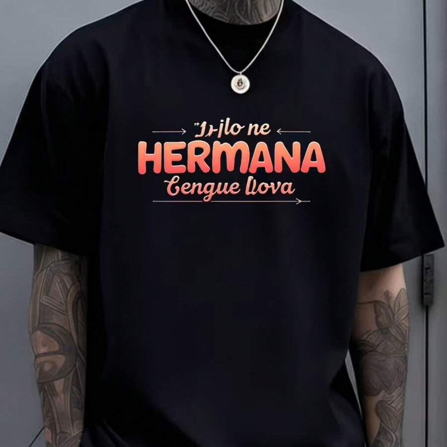 Printed T-Shirt For Men And Women - 黑色 - 查看 1