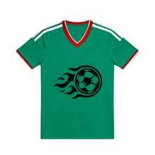 Soccer Jersey. Soccer Ball With Flames. - Multicolor - View 1