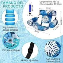 2 Juegos de Hamaca Inflable para Piscina, Silla Flotante con Válvulas Anti-Fuga y Bomba de Aire, Flotadores de Piscina Multiinflables, Flotador de Agua Multiusos para Alberca - Azul y verde - Ver 3