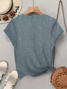 Regular Fit Crew Neck T-Shirt With Fashionable Paris Summer Print - Gray - View 2